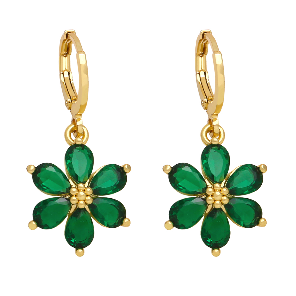 1 Pair Simple Style Flower Daisy Plating Inlay Copper Zircon 18k Gold Plated Drop Earrings display picture 3