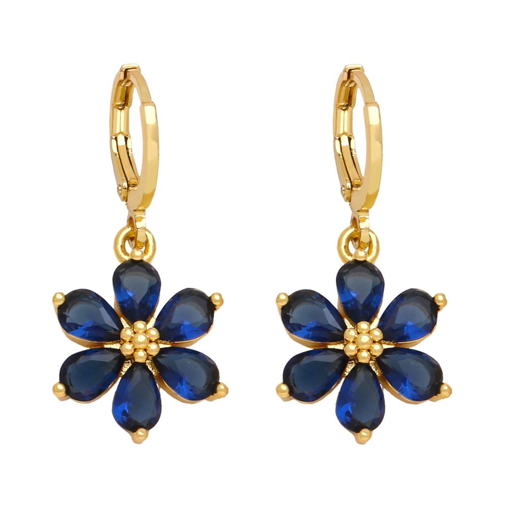 1 Pair Simple Style Flower Daisy Plating Inlay Copper Zircon 18k Gold Plated Drop Earrings display picture 4
