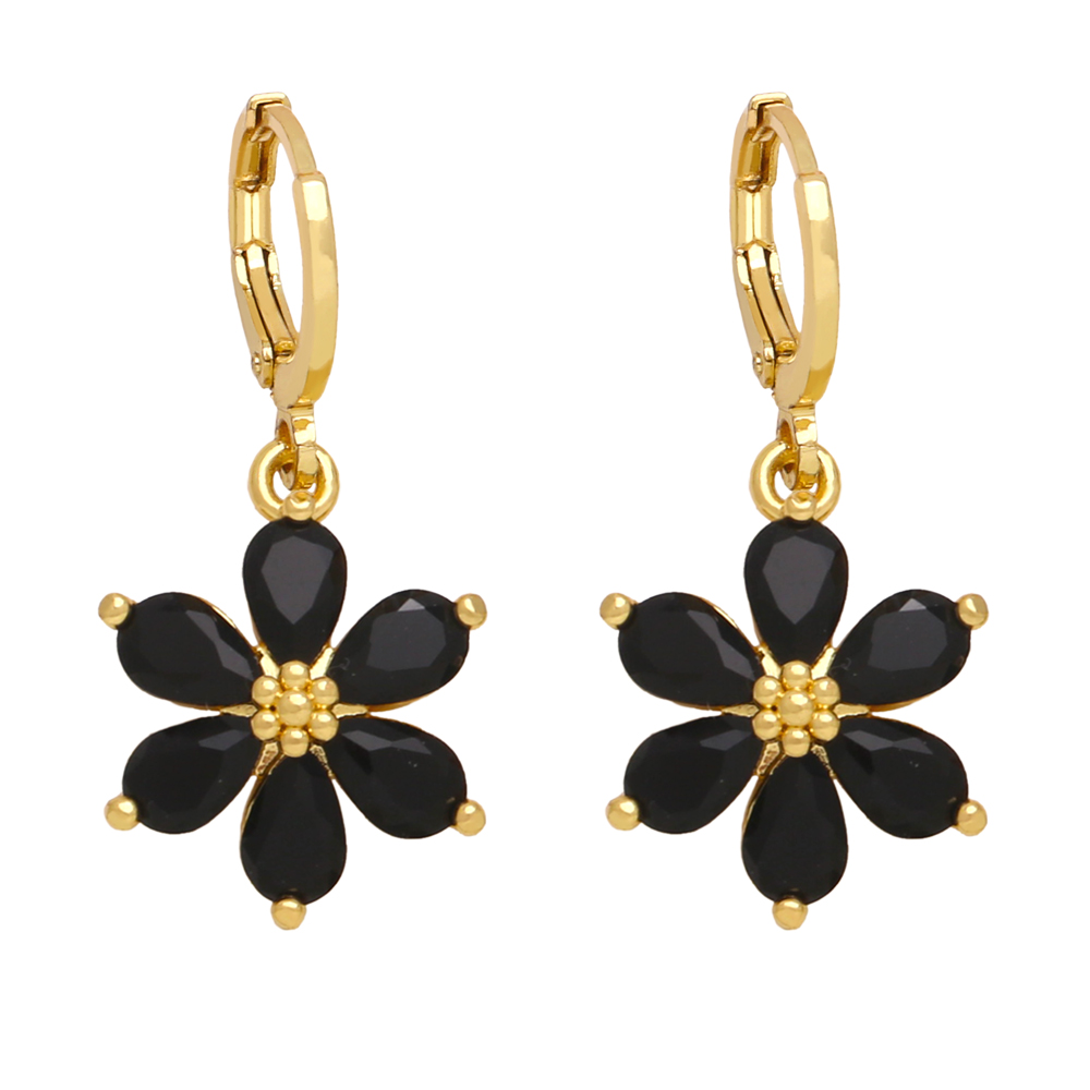1 Pair Simple Style Flower Daisy Plating Inlay Copper Zircon 18k Gold Plated Drop Earrings display picture 5
