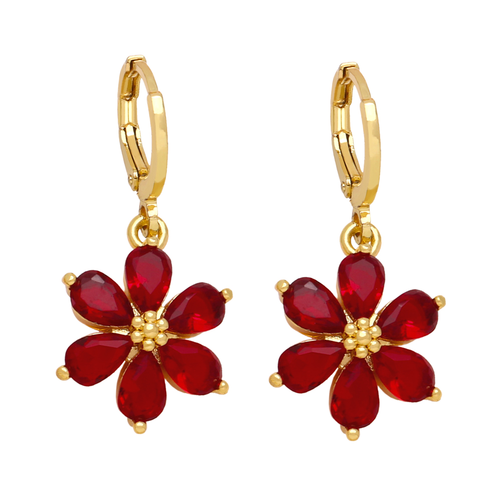 1 Pair Simple Style Flower Daisy Plating Inlay Copper Zircon 18k Gold Plated Drop Earrings display picture 8