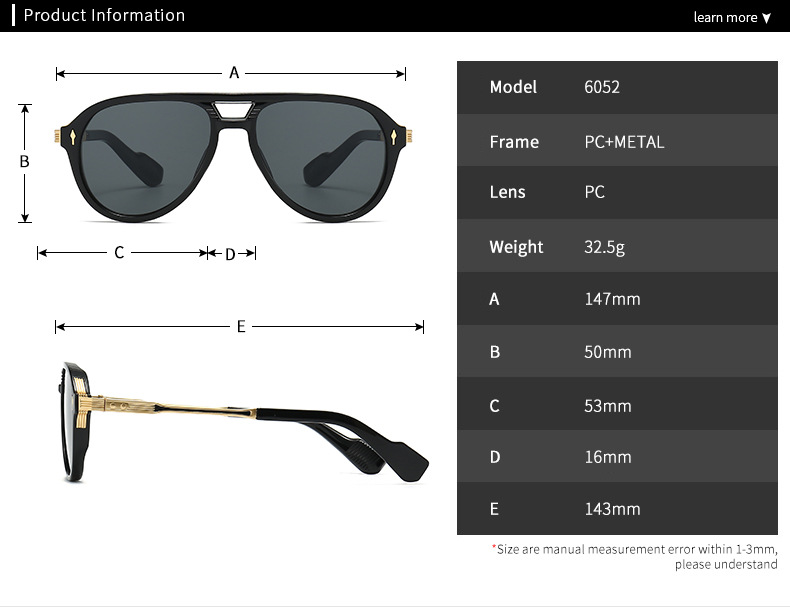 Retro Strassenmode Geometrisch Pc Quadrat Vollbild Brille display picture 1