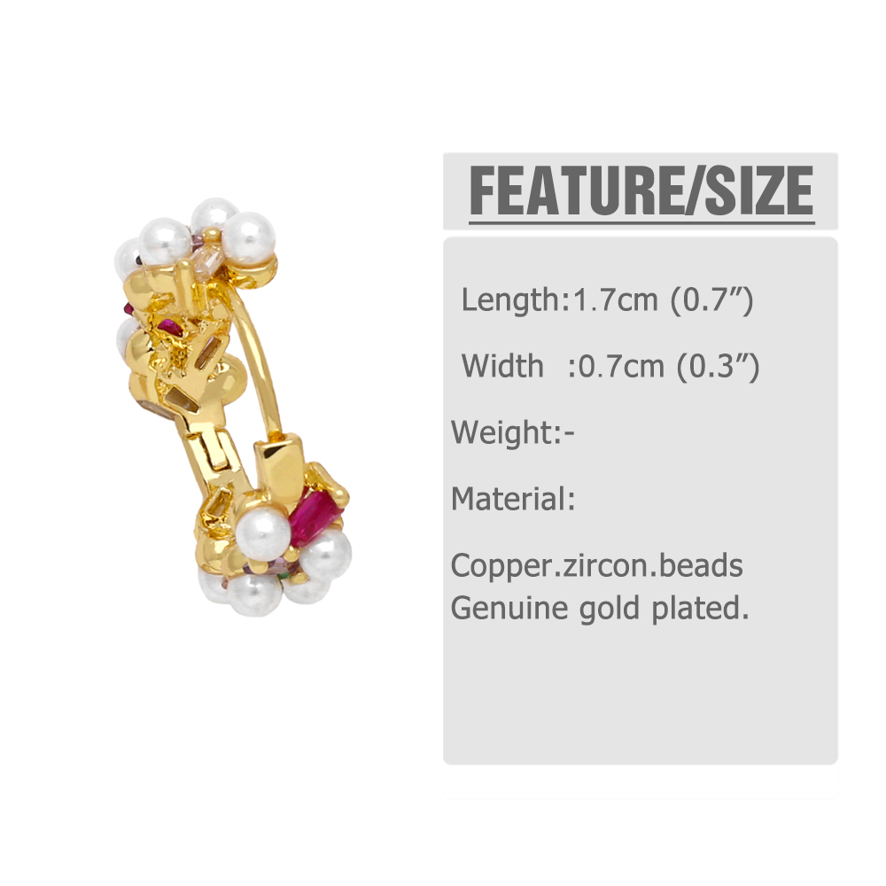 1 Pair Simple Style Irregular Circle Plating Inlay Copper Beads Zircon 18k Gold Plated Earrings display picture 1
