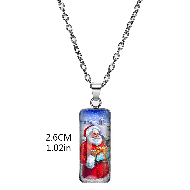 304 Stainless Steel Cartoon Style Inlay Christmas Tree Santa Claus Glass Pendant Necklace display picture 11