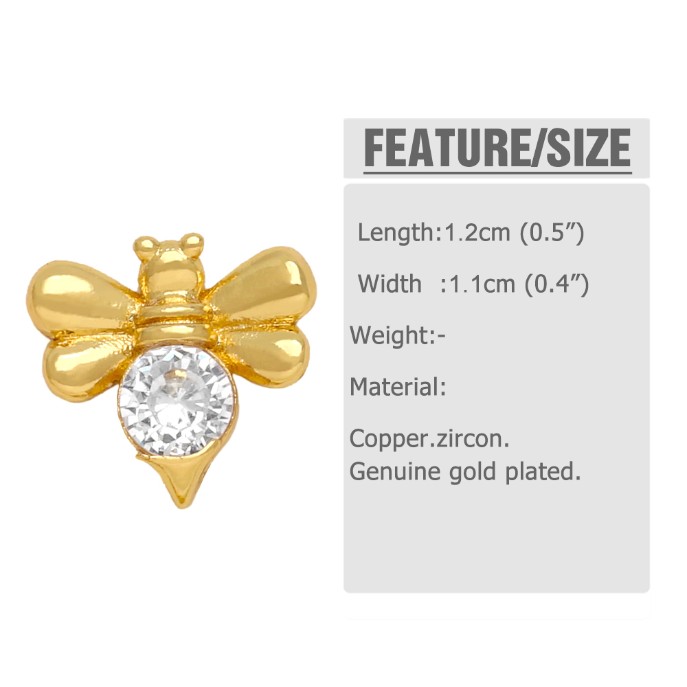1 Pair Simple Style Flower Bee Lightning Plating Inlay Copper Zircon 18k Gold Plated Ear Studs display picture 1