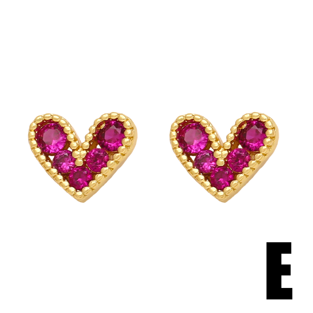 1 Pair Cute Sweet Heart Shape Pineapple Butterfly Plating Inlay Copper Zircon 18k Gold Plated Ear Studs display picture 5