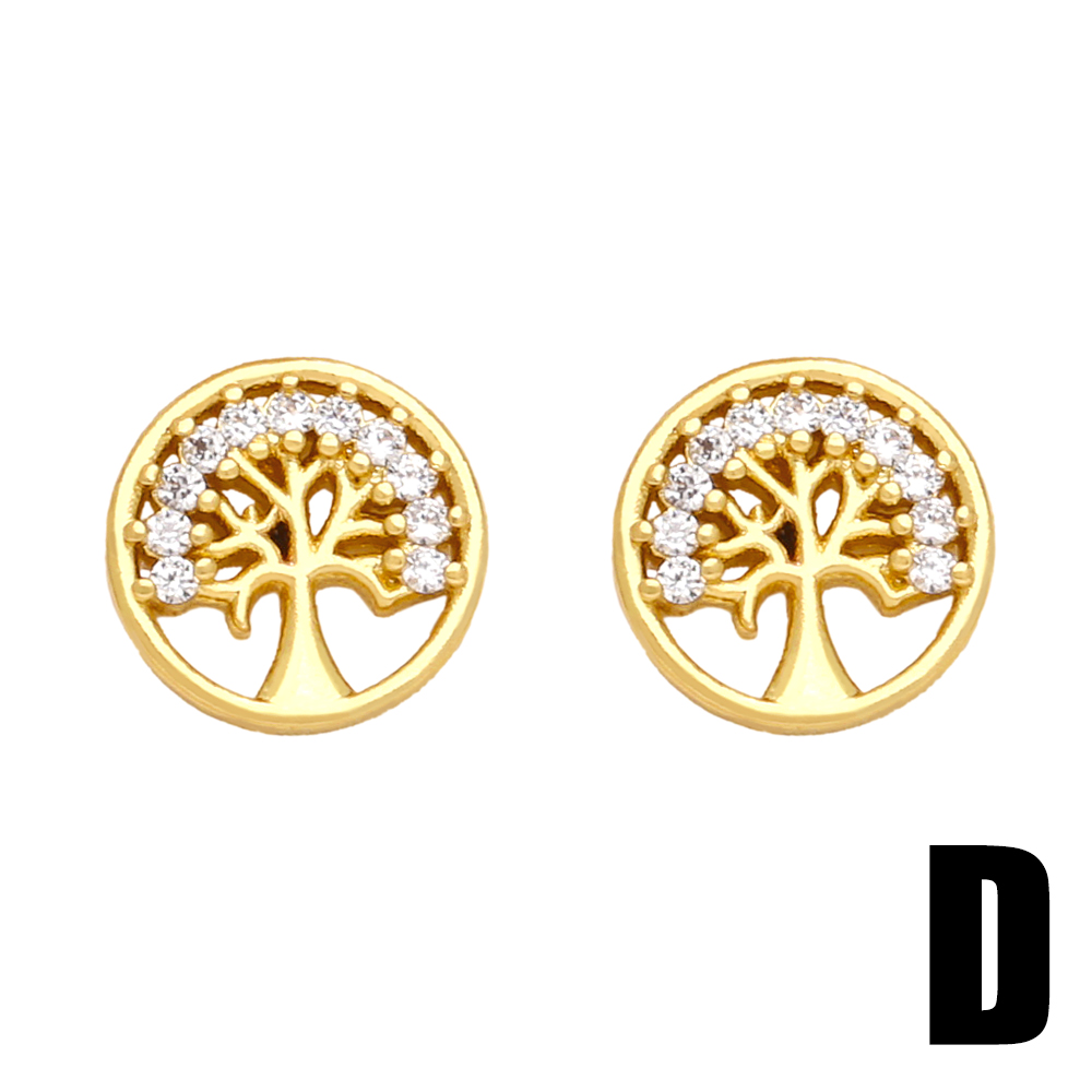1 Pair Cute Sweet Heart Shape Pineapple Butterfly Plating Inlay Copper Zircon 18k Gold Plated Ear Studs display picture 8