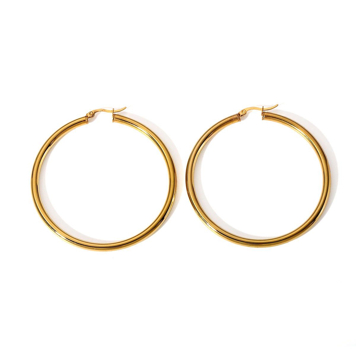1 Pair Casual Modern Style Circle Plating 304 Stainless Steel 18K Gold Plated Hoop Earrings display picture 6