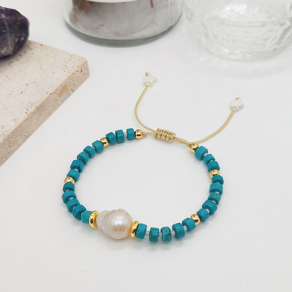 Beach Modern Style Geometric Shell Turquoise Freshwater Pearl Shell Bracelets display picture 2