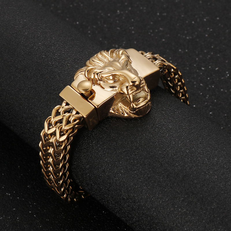 Hip-Hop Rock Skull Stainless Steel Plating 18K Gold Plated Men'S Bracelets display picture 7