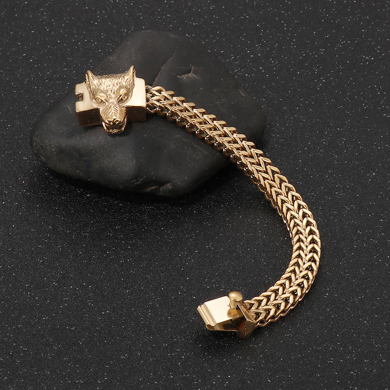 Hip-Hop Rock Skull Stainless Steel Plating 18K Gold Plated Men'S Bracelets display picture 3
