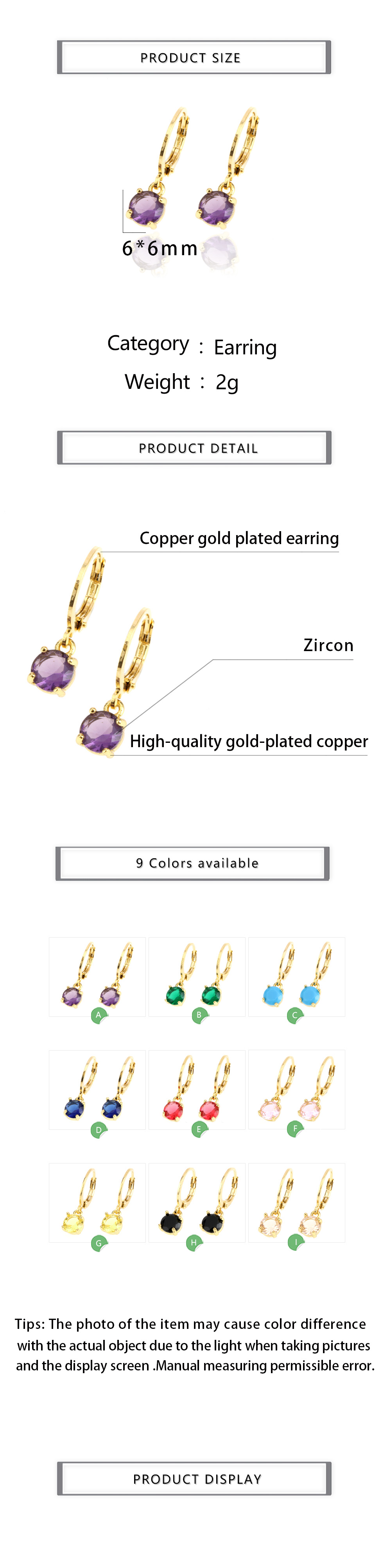 1 Pair Simple Style Shiny Round Square Plating Inlay Copper Zircon 18k Gold Plated Drop Earrings display picture 1
