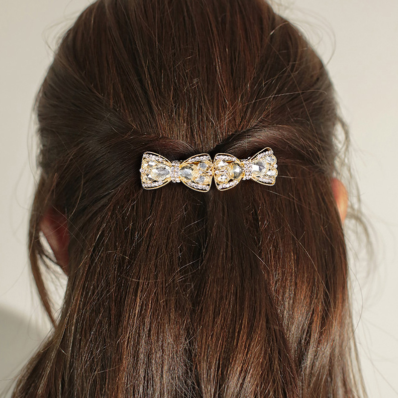 Glam Lady Shiny Bow Knot Alloy Inlay Artificial Rhinestones Hair Clip display picture 1