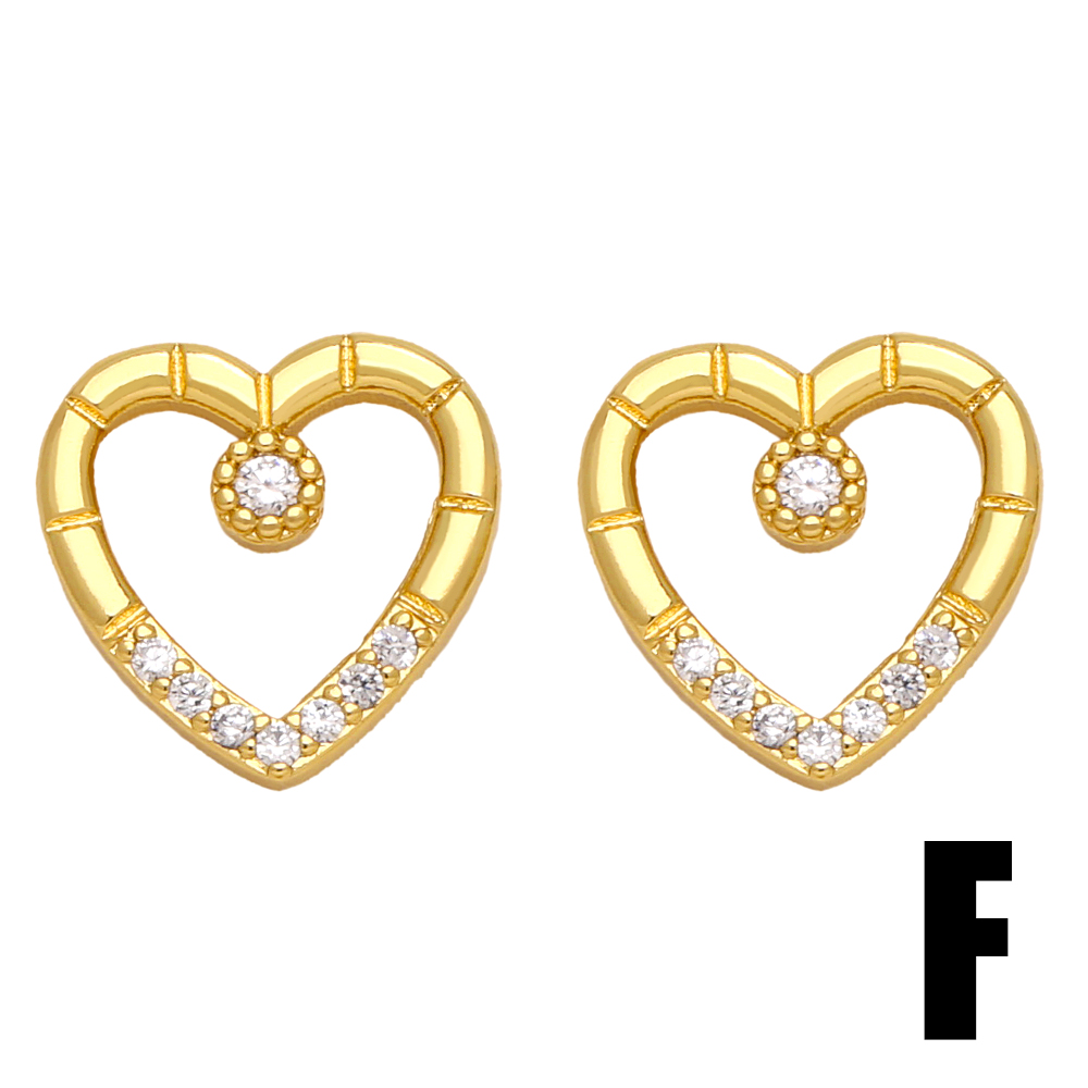 1 Pair Simple Style Star Heart Shape Pineapple Plating Inlay Copper Zircon 18k Gold Plated Ear Studs display picture 8