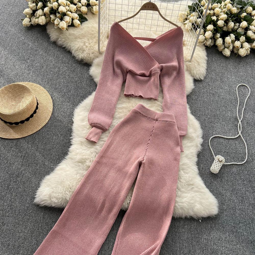 Date Street Women's Sexy Solid Color Spandex Polyester Knit Pants Sets Pants Sets display picture 3