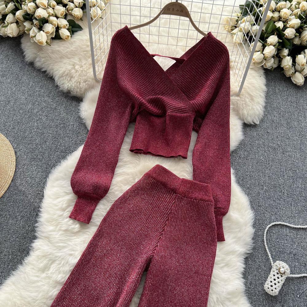 Date Street Women's Sexy Solid Color Spandex Polyester Knit Pants Sets Pants Sets display picture 2