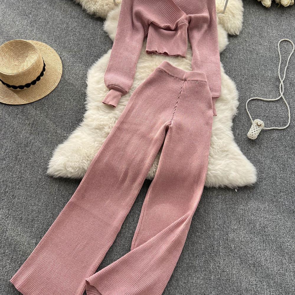 Date Street Women's Sexy Solid Color Spandex Polyester Knit Pants Sets Pants Sets display picture 8
