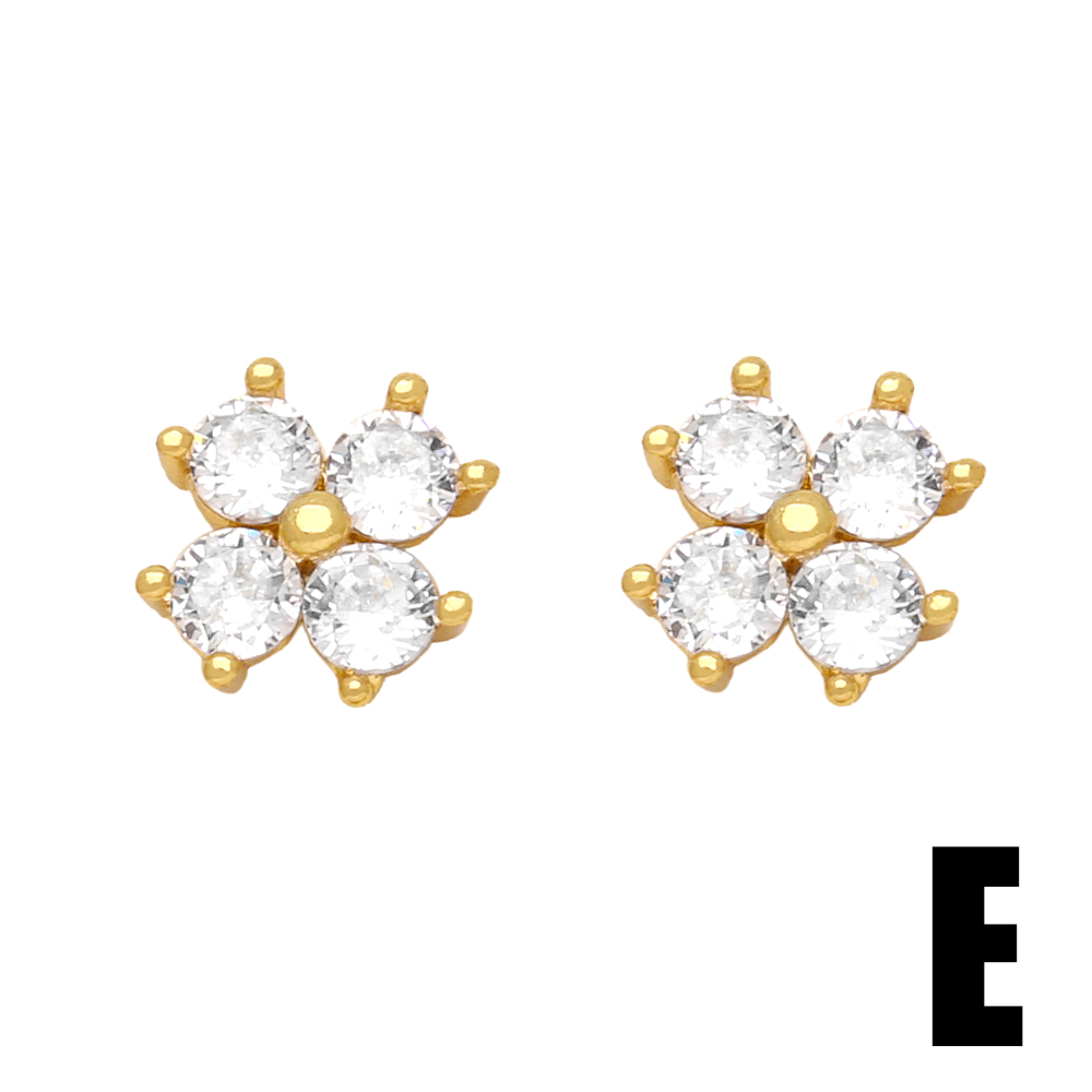 1 Pair Simple Style Cross Plating Inlay Copper Zircon 18k Gold Plated Ear Studs display picture 6