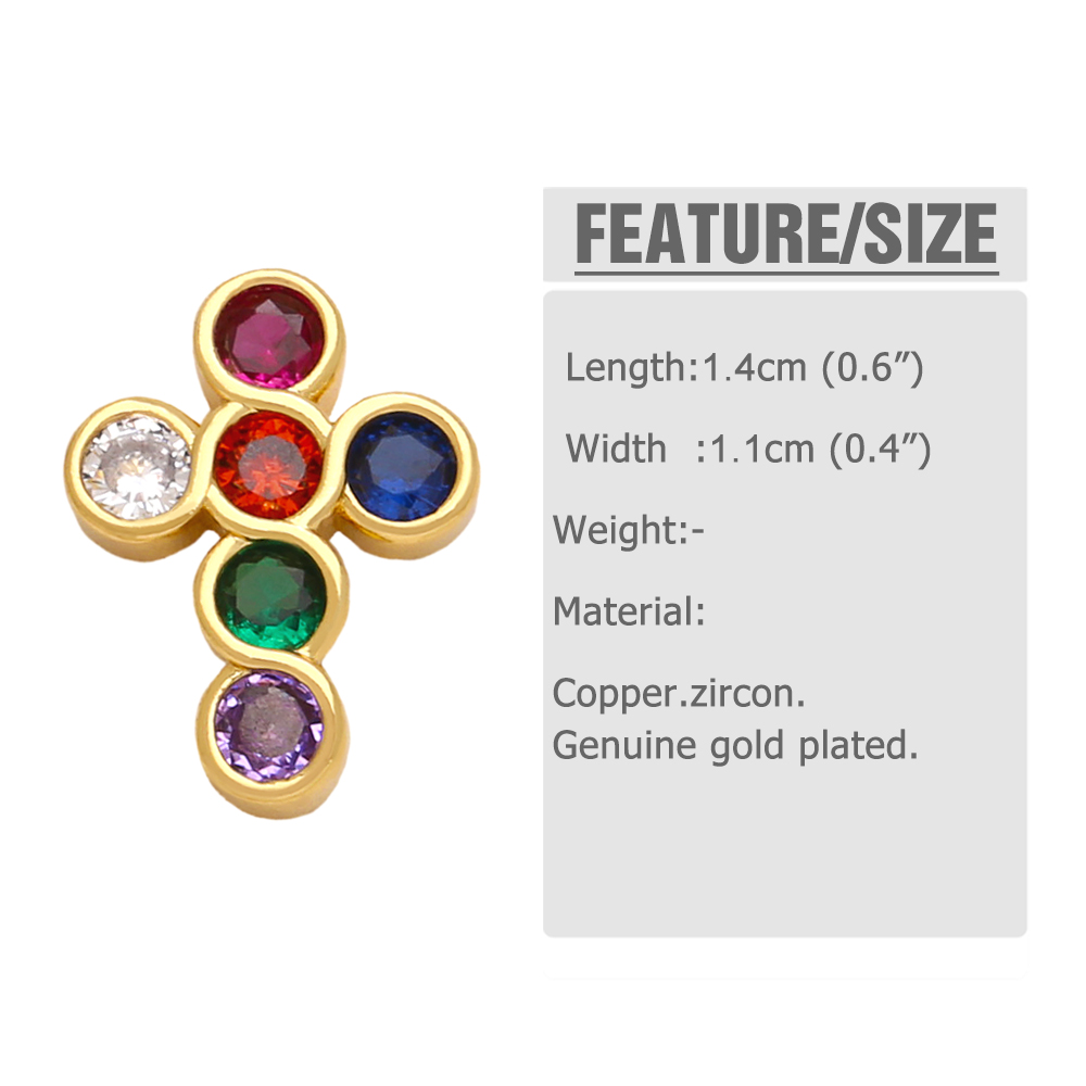 1 Pair Simple Style Cross Plating Inlay Copper Zircon 18k Gold Plated Ear Studs display picture 1
