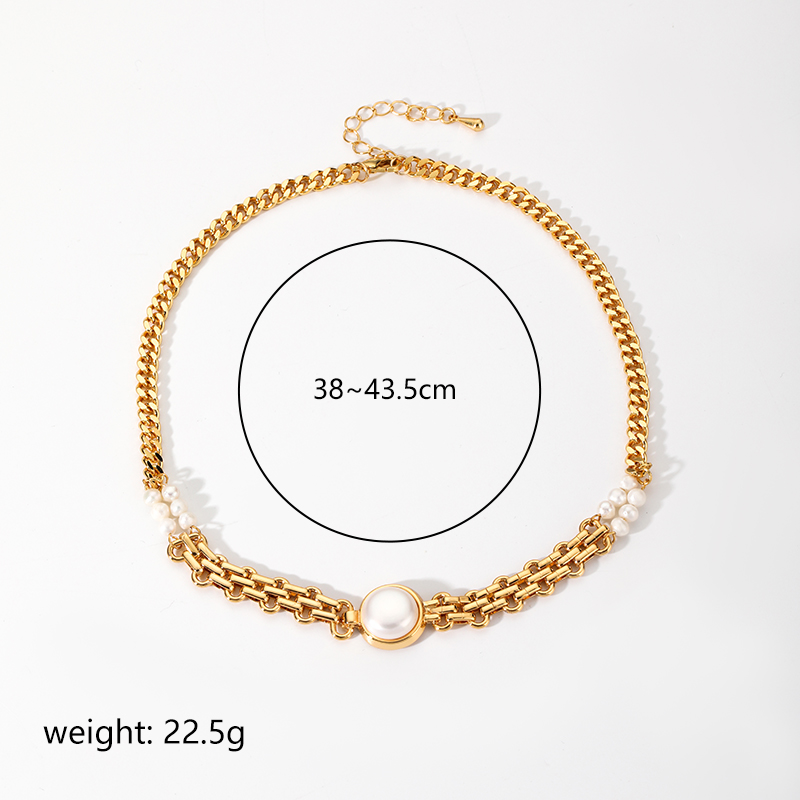 Simple Style Commute Round Copper Plating Inlay Freshwater Pearl 18k Gold Plated Pendant Necklace display picture 4
