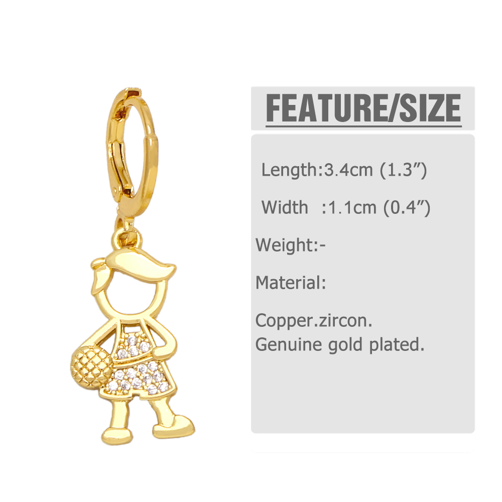 1 Pair Simple Style Cartoon Character Lightning Plating Inlay Copper Zircon 18k Gold Plated Drop Earrings display picture 1