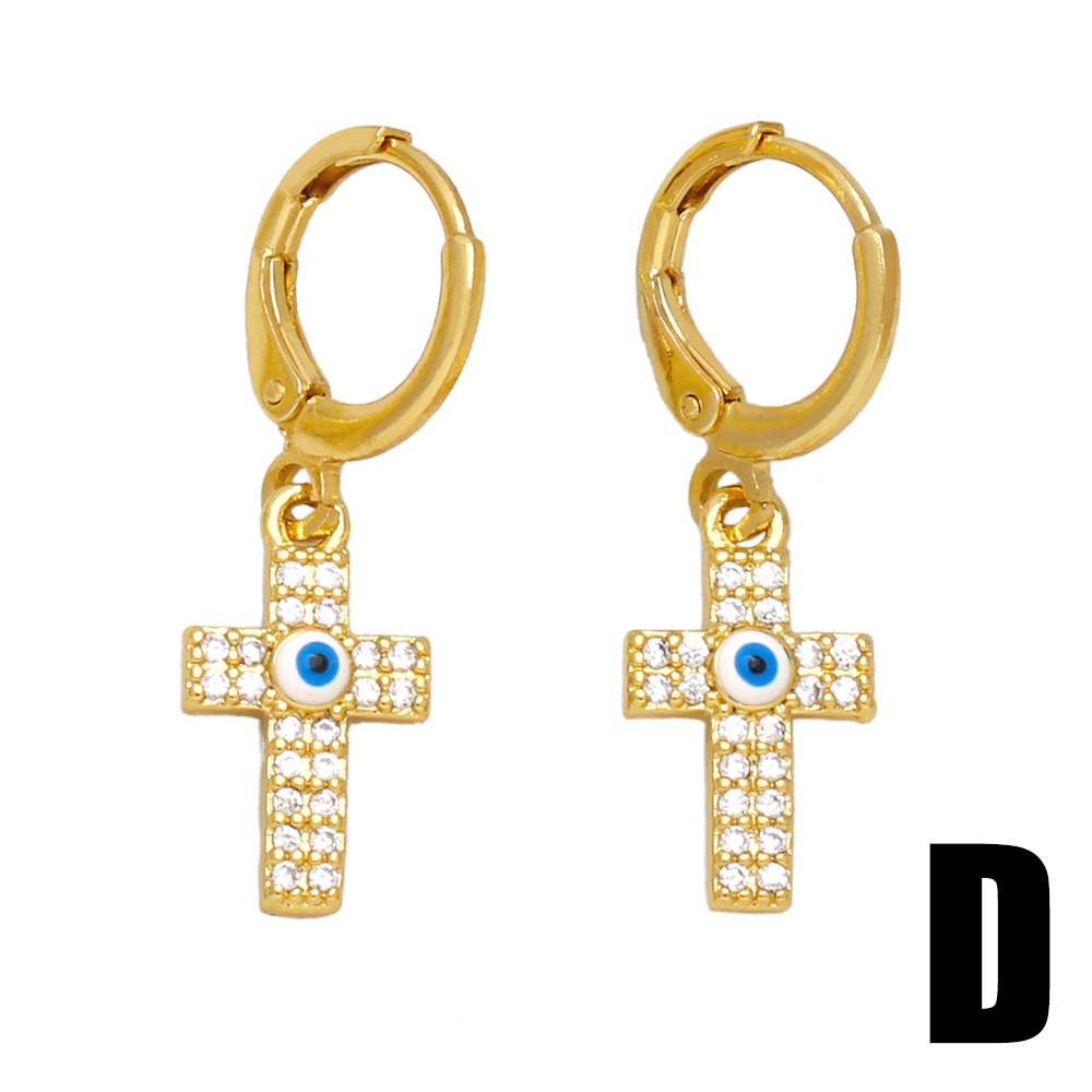 1 Pair Simple Style Commute Devil's Eye Plating Inlay Copper Zircon 18k Gold Plated Drop Earrings display picture 6