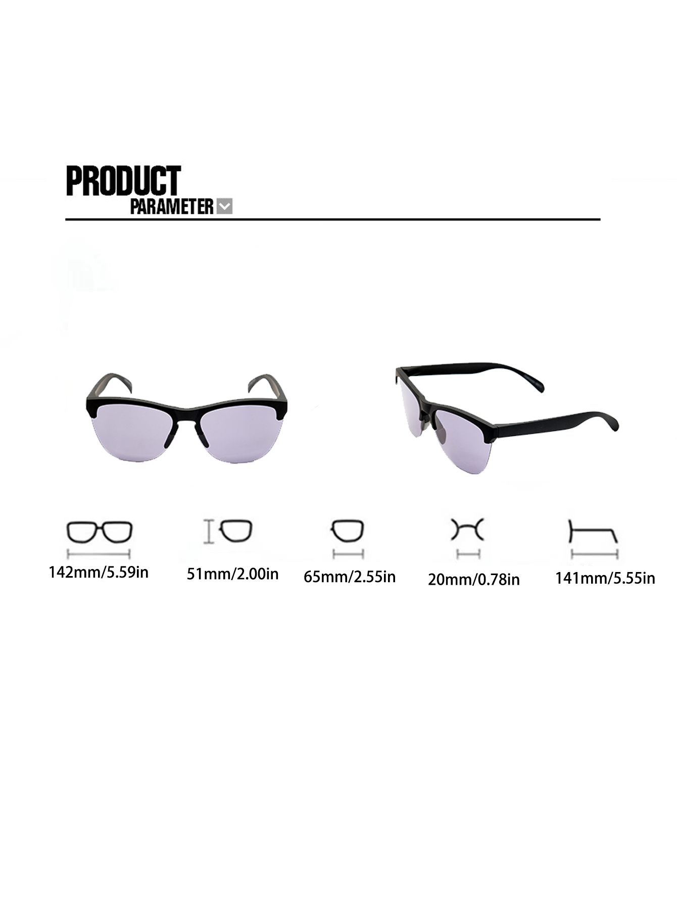Commute Solid Color Pc Sport Half Frame Glasses display picture 1