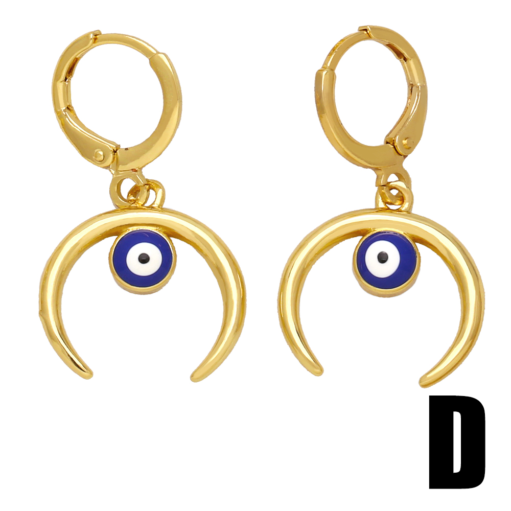 1 Pair Retro Simple Style Devil's Eye Plating Inlay Copper Zircon 18k Gold Plated Drop Earrings display picture 4