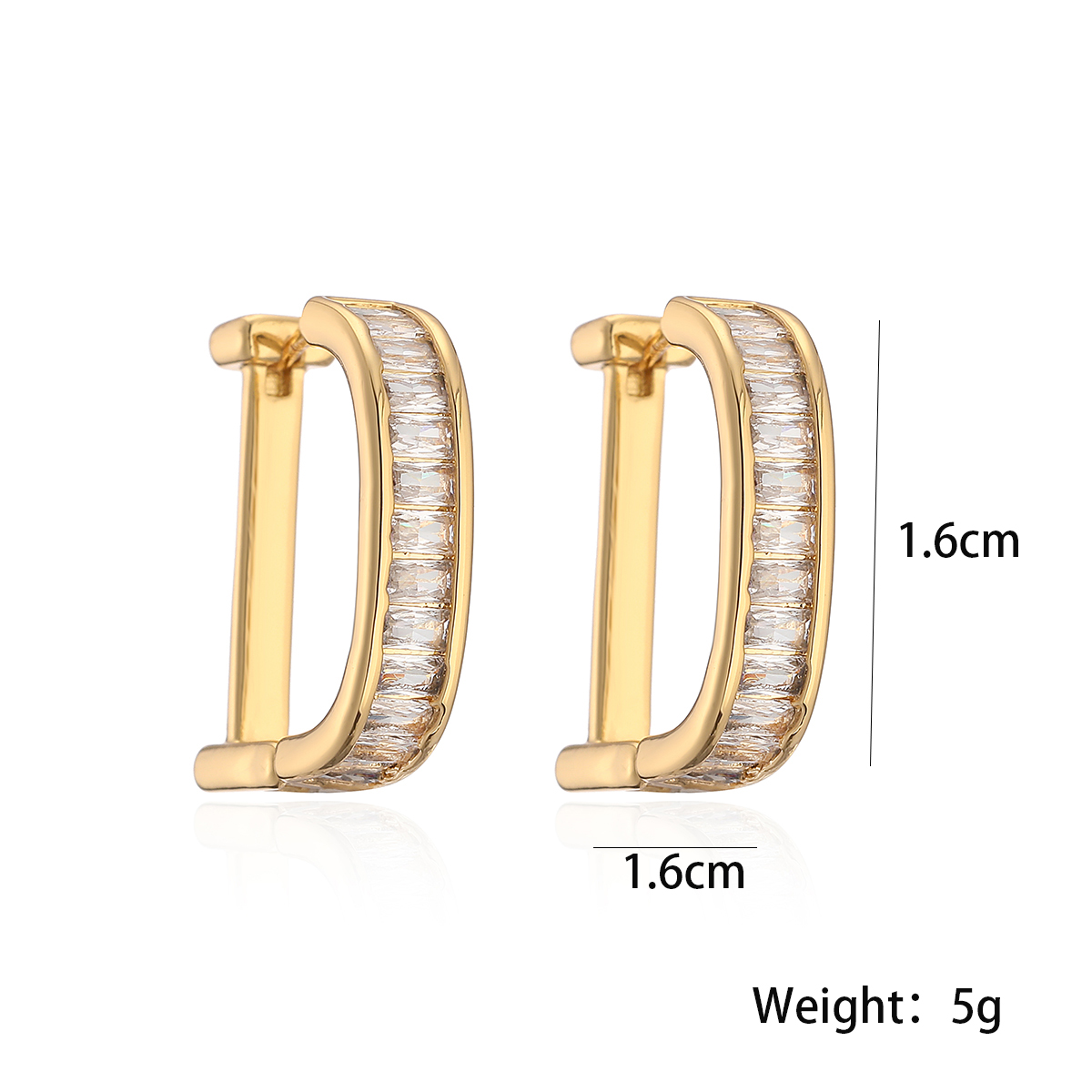 1 Pair Simple Style Commute Square Plating Inlay Copper Zircon 18k Gold Plated Earrings display picture 1