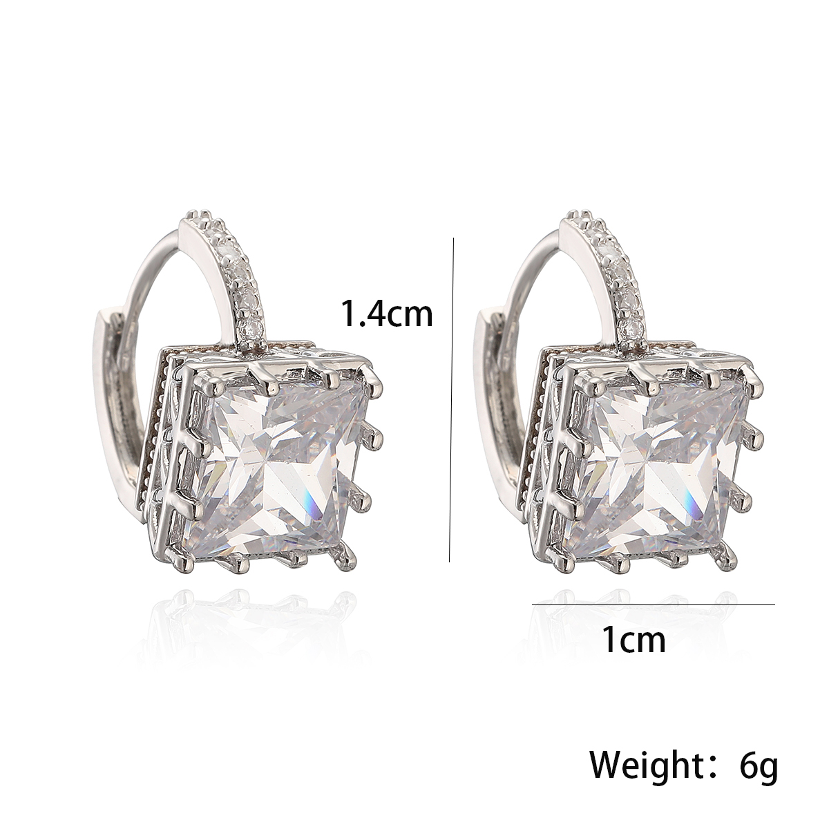 1 Pair Simple Style Commute Square Plating Inlay Copper Zircon 18k Gold Plated Hoop Earrings display picture 1