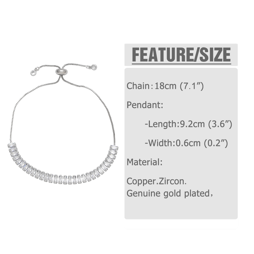 Rétro Style Simple Rectangle Le Cuivre Placage Incruster Zircon Plaqué Or 18k Bracelets display picture 1