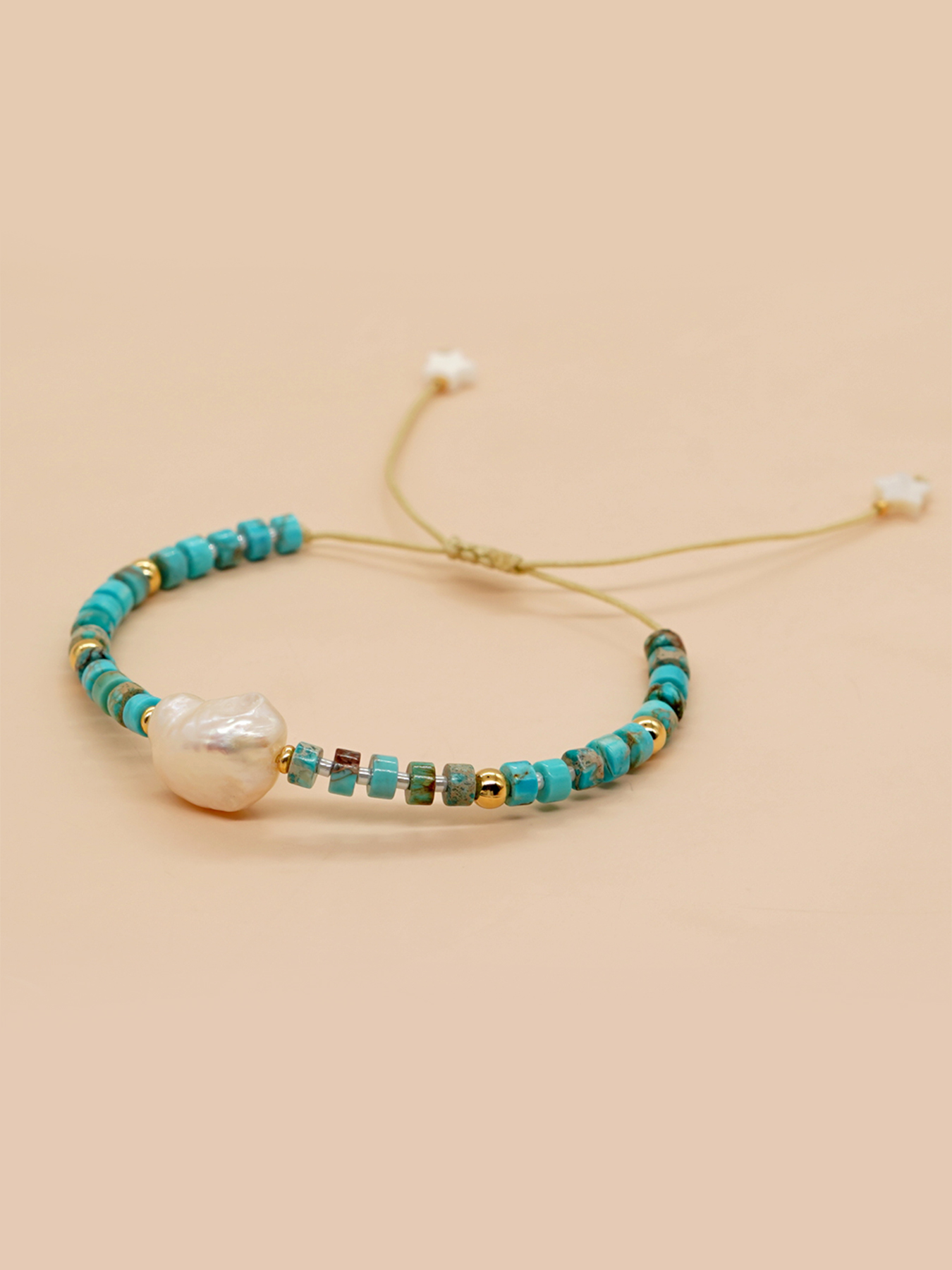 Elegant Round Baroque Pearls Turquoise Beaded Women's Bracelets display picture 2