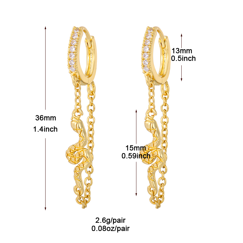 1 Pair Classic Style Snake Plating Inlay Copper Zircon White Gold Plated Gold Plated Ear Cuffs display picture 5