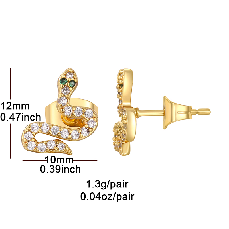 1 Pair Classic Style Snake Plating Inlay Copper Zircon White Gold Plated Gold Plated Ear Cuffs display picture 6