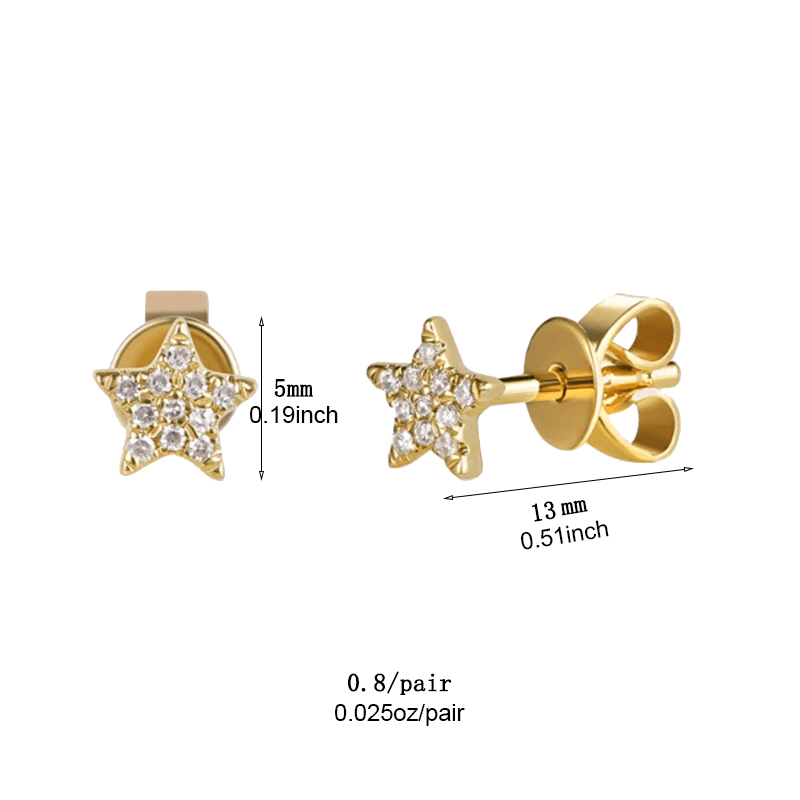 1 Paar Einfacher Stil Pentagramm Stern Überzug Inlay Metall Kupfer Zirkon Weißgold Plattiert Vergoldet Ohrstecker display picture 2