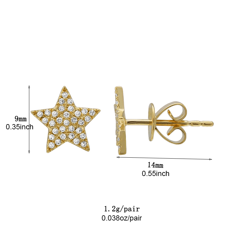 1 Paar Einfacher Stil Pentagramm Stern Überzug Inlay Metall Kupfer Zirkon Weißgold Plattiert Vergoldet Ohrstecker display picture 7