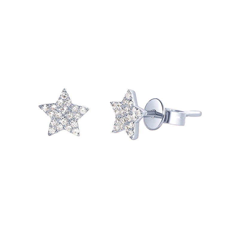 1 Pair Simple Style Pentagram Star Plating Inlay Metal Copper Zircon White Gold Plated Gold Plated Ear Studs display picture 6