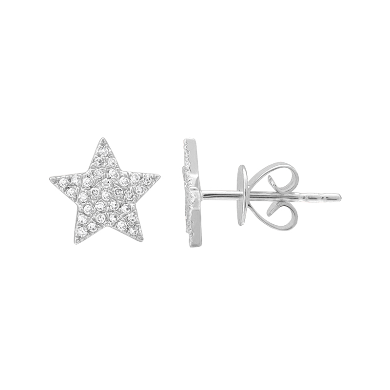 1 Pair Simple Style Pentagram Star Plating Inlay Metal Copper Zircon White Gold Plated Gold Plated Ear Studs display picture 4