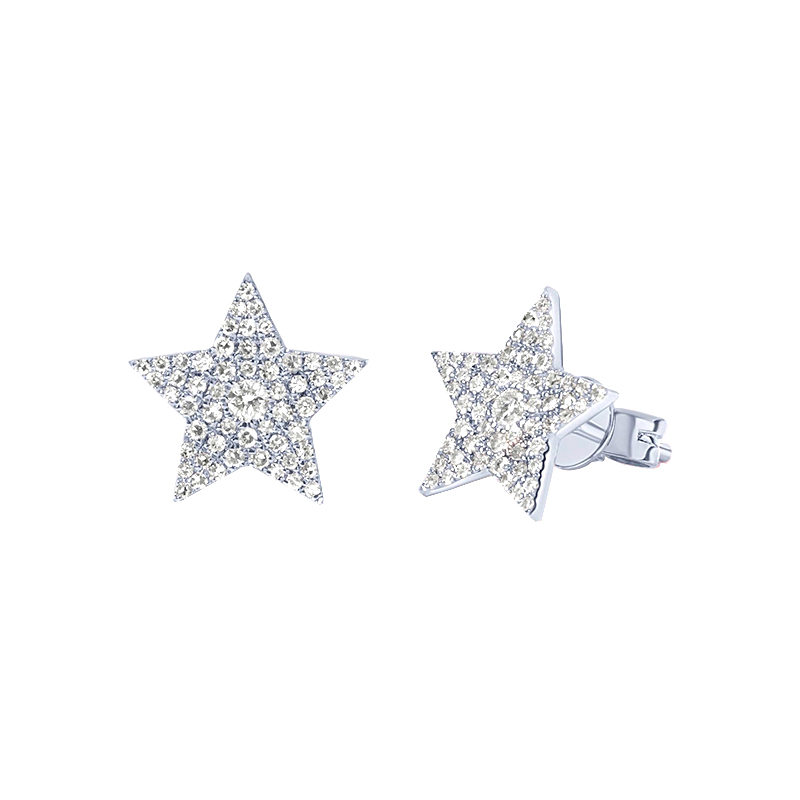 1 Paire Style Simple Pentacle Star Placage Incruster Métal Le Cuivre Zircon Or Blanc Plaqué Plaqué Or Boucles D'oreilles display picture 9