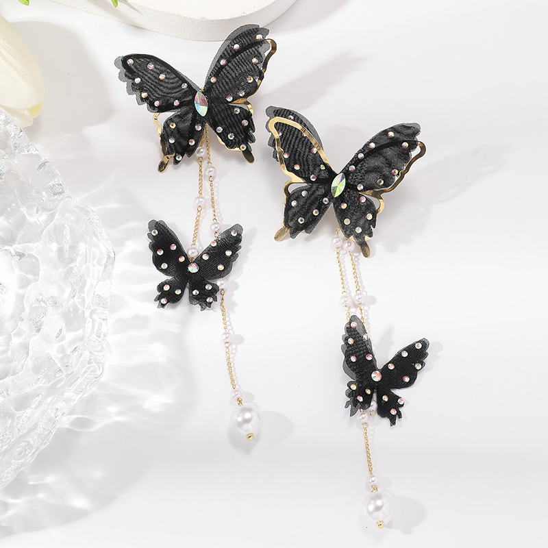 Wholesale Jewelry Simple Style Classic Style Butterfly Alloy Artificial Diamond Inlay Drop Earrings display picture 1
