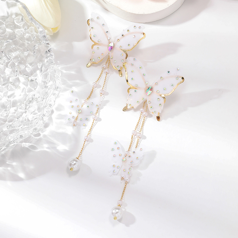 Wholesale Jewelry Simple Style Classic Style Butterfly Alloy Artificial Diamond Inlay Drop Earrings display picture 4