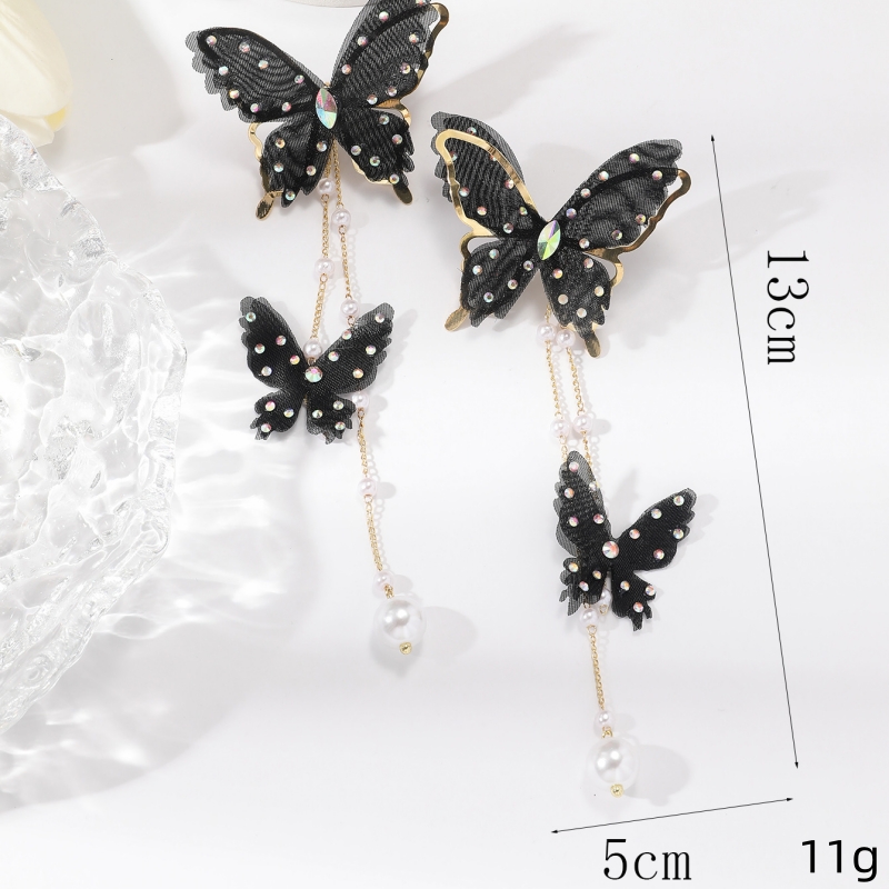 Wholesale Jewelry Simple Style Classic Style Butterfly Alloy Artificial Diamond Inlay Drop Earrings display picture 2
