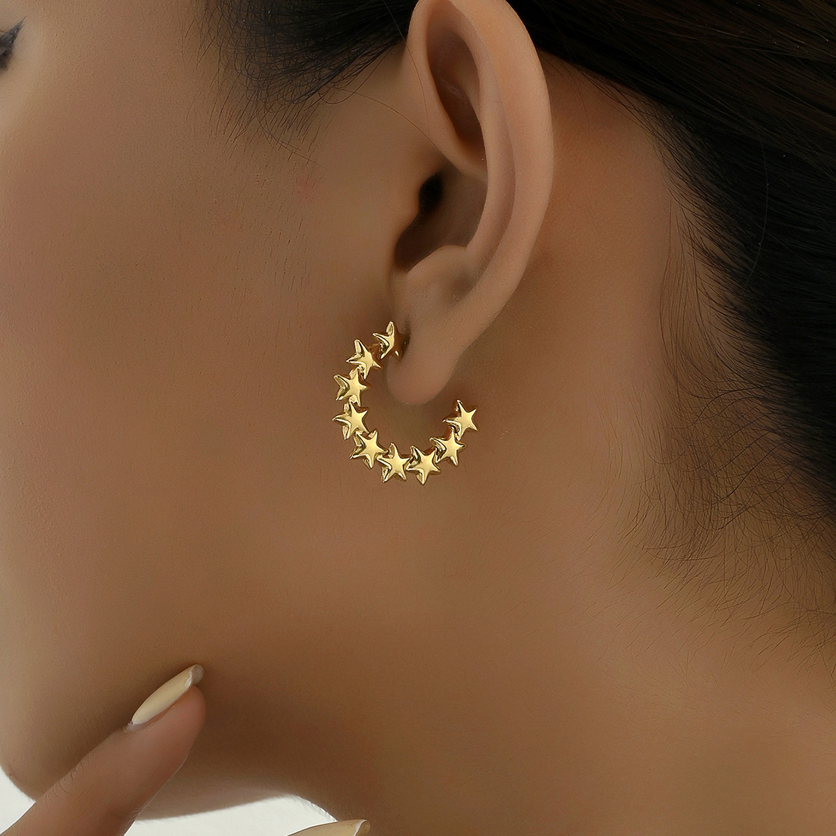 1 Pair IG Style Basic Commute Geometric Star Plating 201 Stainless Steel 18K Gold Plated Earrings display picture 10
