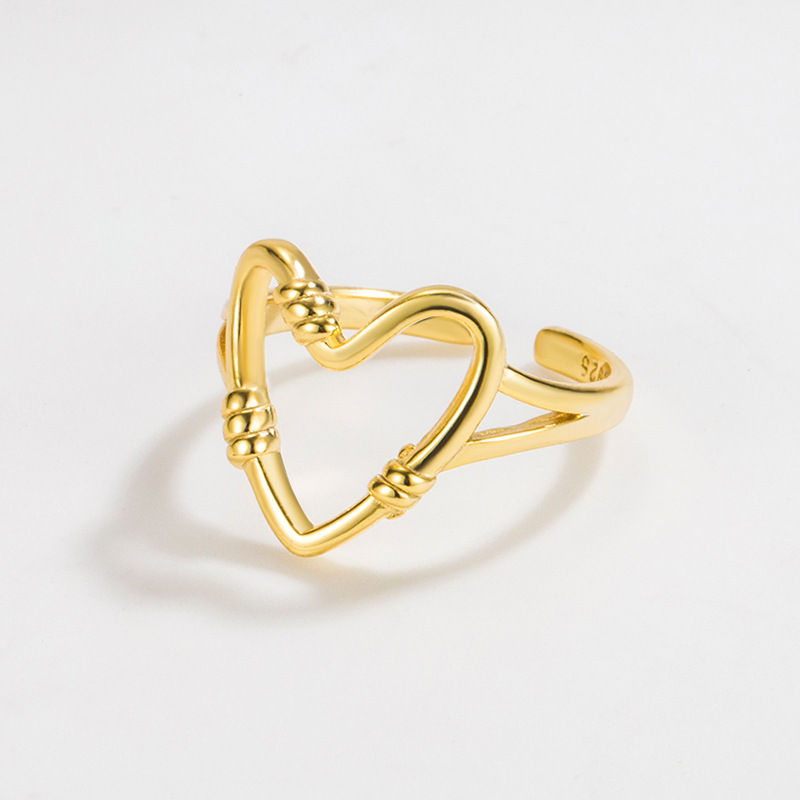 Einfacher Stil Herzform Sterling Silber Offener Ring In Masse display picture 2
