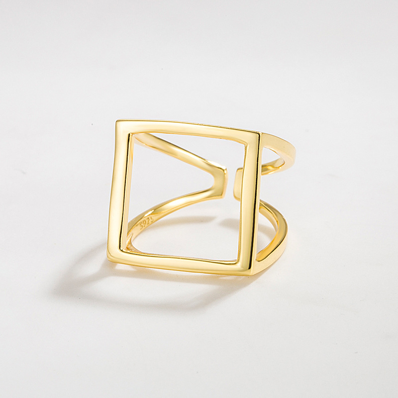 Simple Style Square Sterling Silver Open Rings In Bulk display picture 2