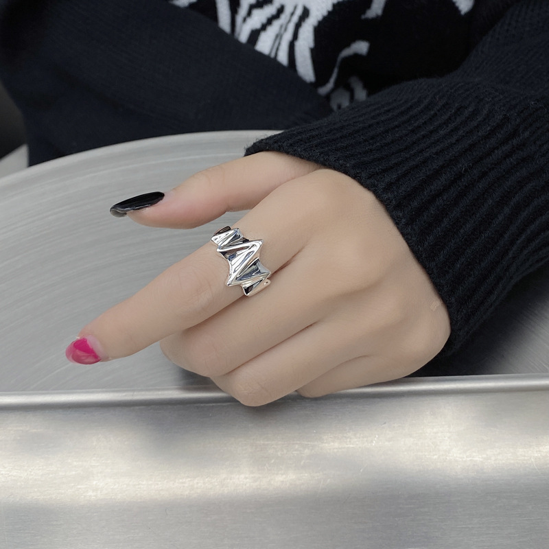 Hip-hop Simple Style Irregular Solid Color Sterling Silver Open Rings In Bulk display picture 6