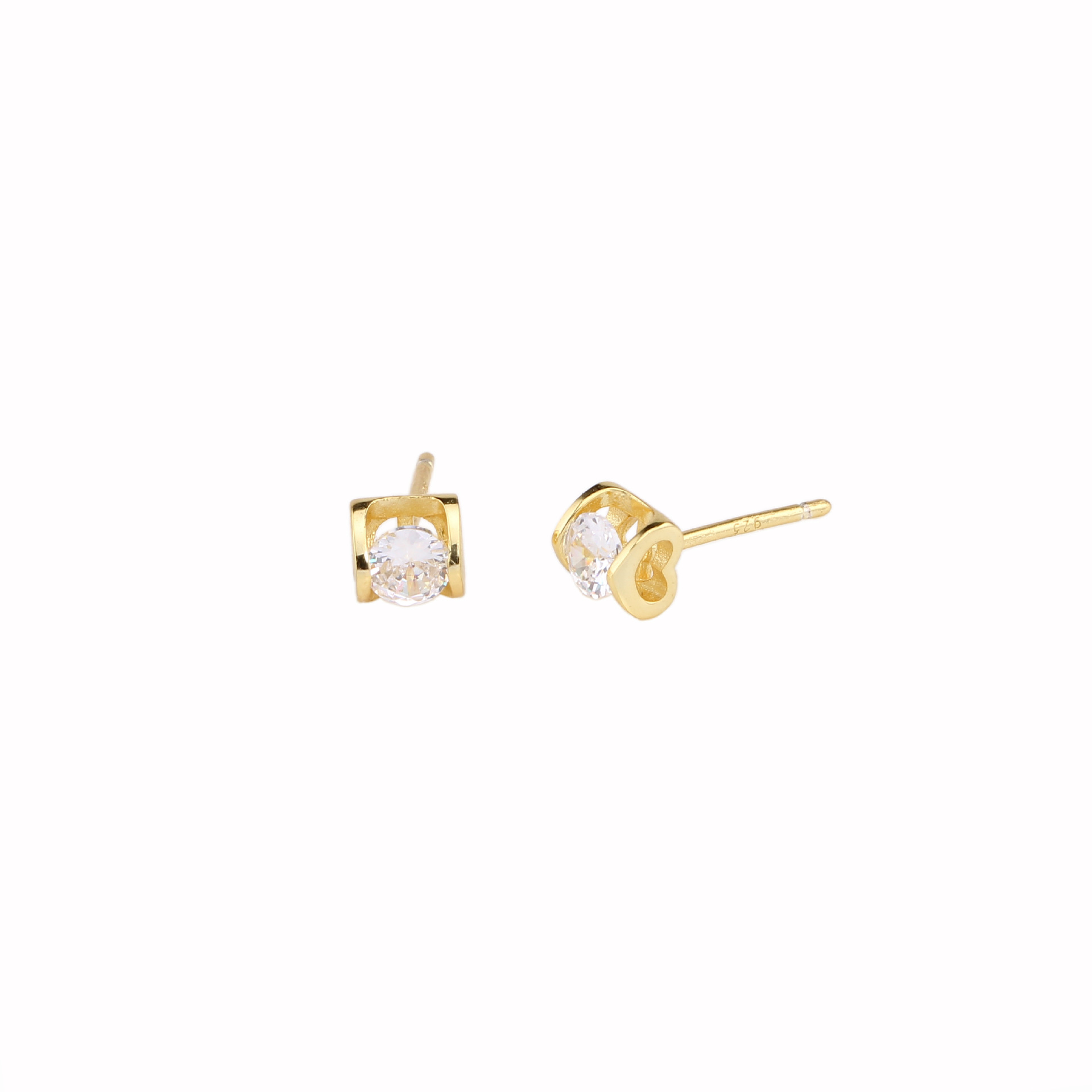 1 Pair Simple Style Geometric Plating Inlay Sterling Silver Zircon Ear Studs display picture 1