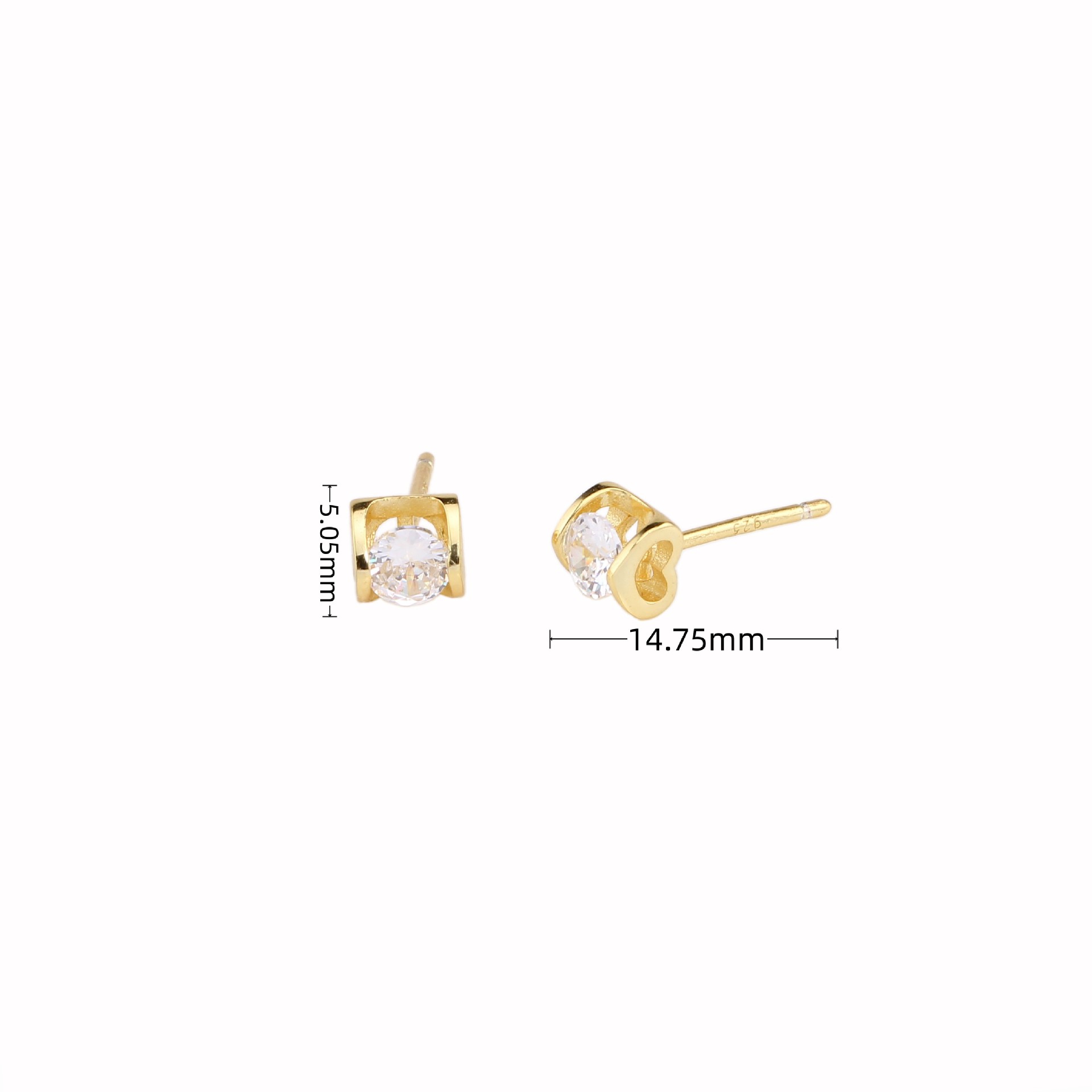 1 Pair Simple Style Geometric Plating Inlay Sterling Silver Zircon Ear Studs display picture 2