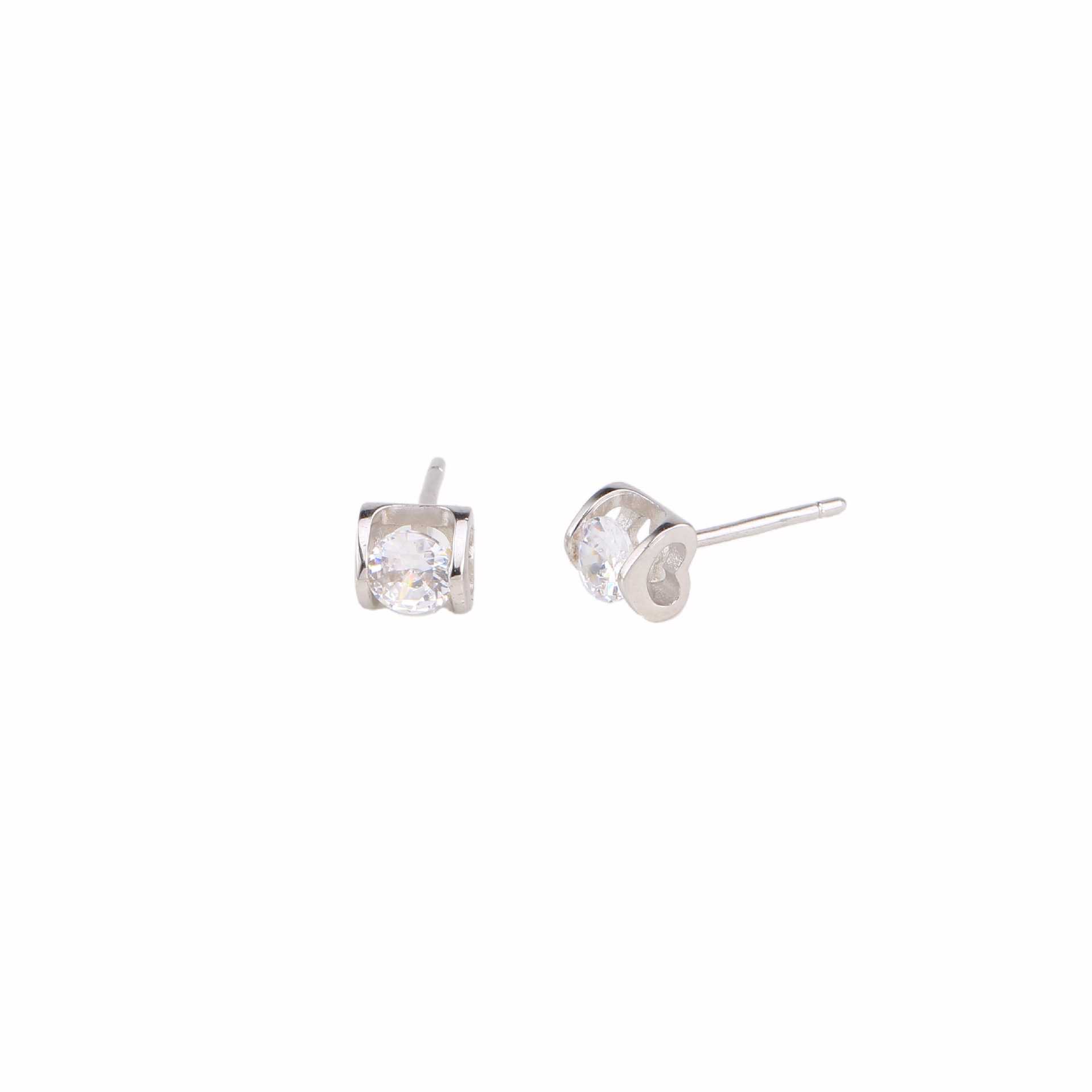 1 Pair Simple Style Geometric Plating Inlay Sterling Silver Zircon Ear Studs display picture 3