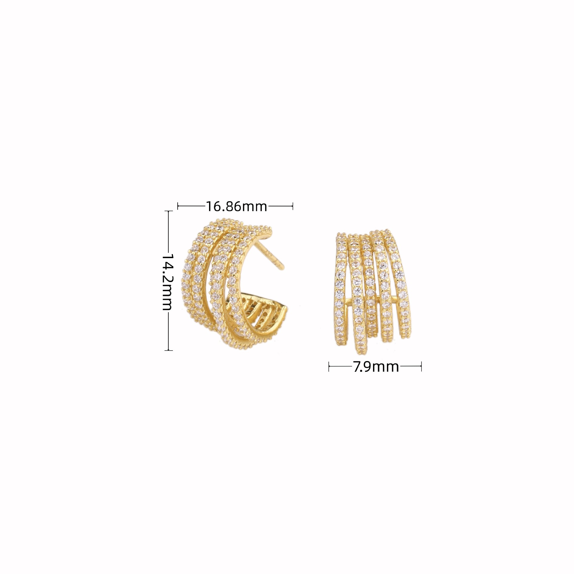 1 Paire De Base Style Moderne Géométrique Incruster Argent Sterling Zircon Boucles D'oreilles display picture 2