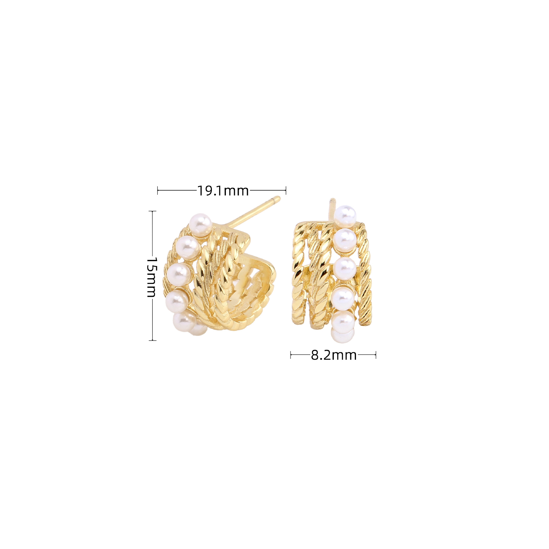 1 Paire Élégant Forme En U Géométrique Incruster Argent Sterling Perles Artificielles Des Boucles D'oreilles display picture 2